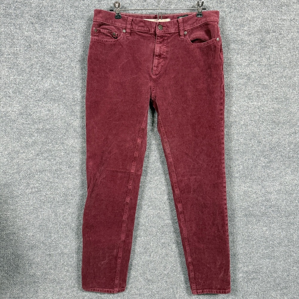 Banana Repulic Womens Sz 32x29 Pants Burgundy Corduroy Skinny Stretch Fit‎ Retro